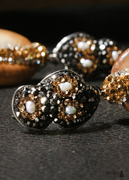 Pendientes bohemios, pendientes colgantes, concha marrón diamante